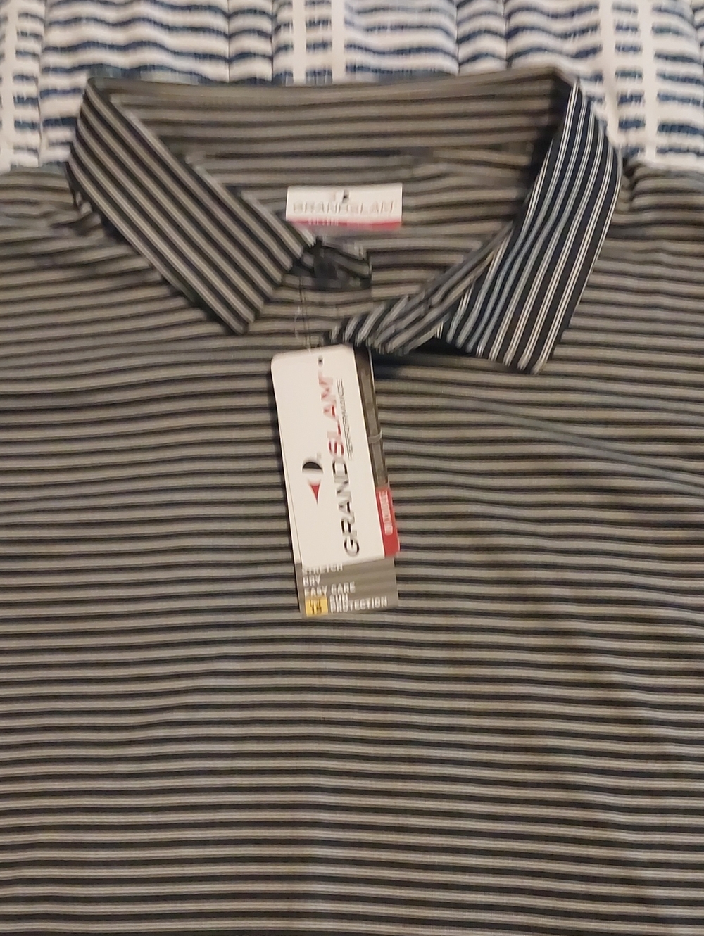 Grand Slam Men’s Black and Gray Micro-Striped Polo